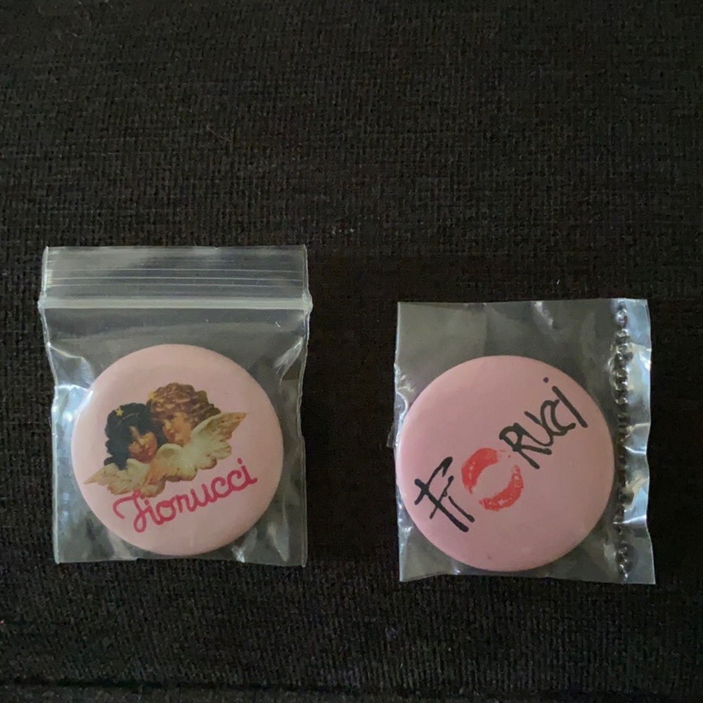 Fiorucci button, pin, brooch, fiorucci angels